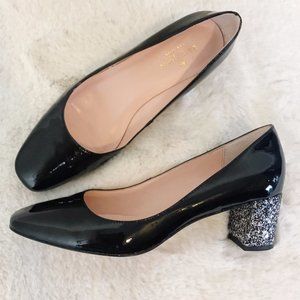Kate Spade Dolores Heel Black Patent Glitter Heel